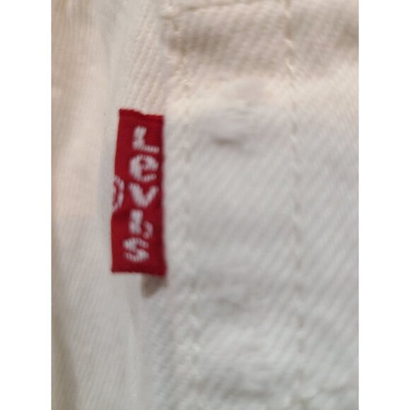 Levis 501 Jeans Women's Size 32 Denim White Straight Leg Distressed Button Fly - Picture 5 of 12